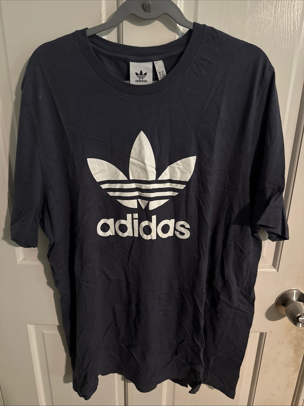 adidas Navy Tee with White Trefoil Logo